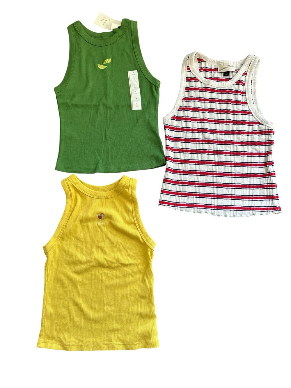 Set 3 Target/Walmart Summer Holiday Drink Themed Ladies Tank Tops Sz Small EUC